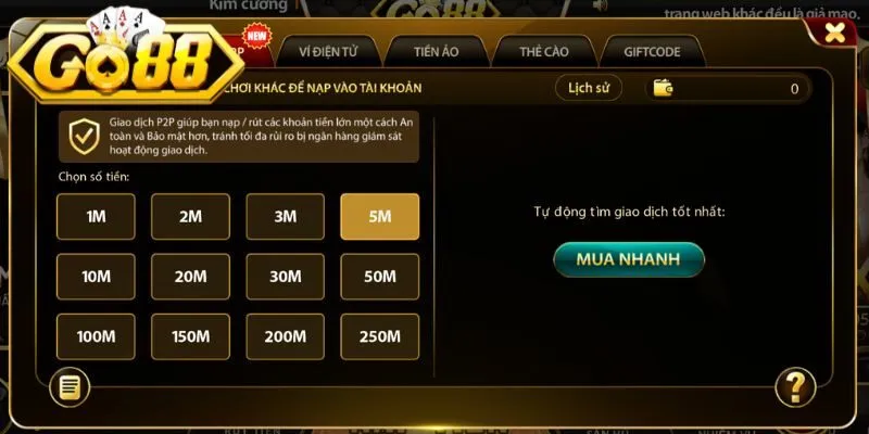 Hướng dẫn chi tiết từng bước nạp tiền Go88 cho bạn mới