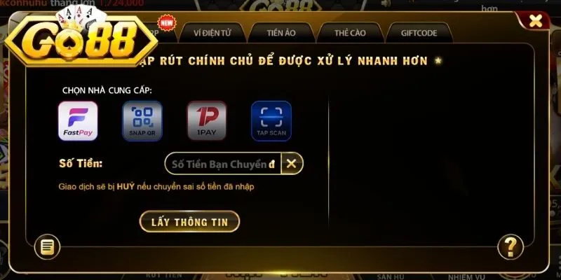 Tổng hợp các phương thức nạp tiền Go88 tại nền tảng