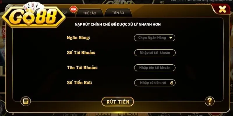 Tổng hợp các phương thức rút tiền Go88 phổ biến nhất